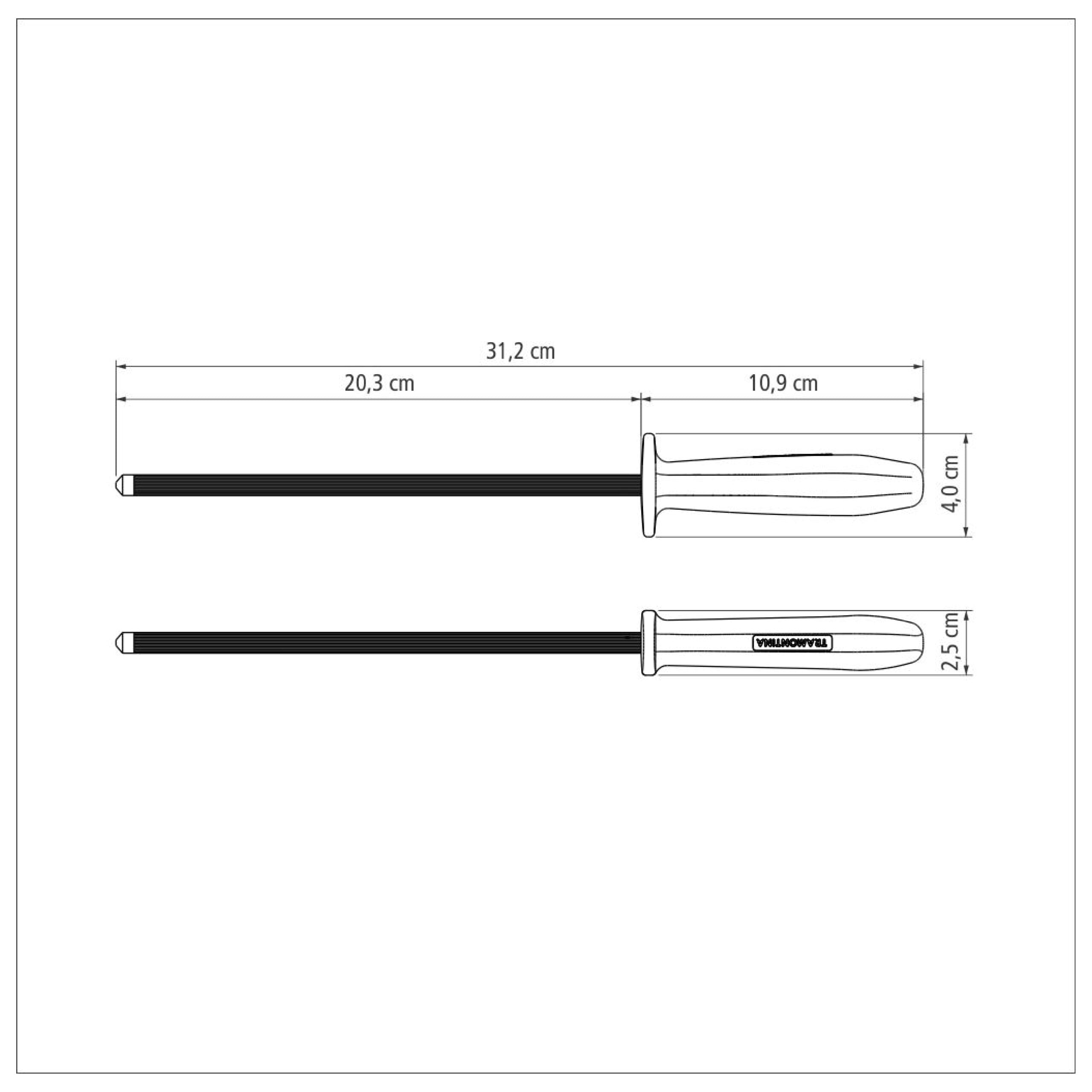 Tramontina Plenus Grooved Sharpener with Carbon Steel Stem and Black Polypropylene Handle 8"